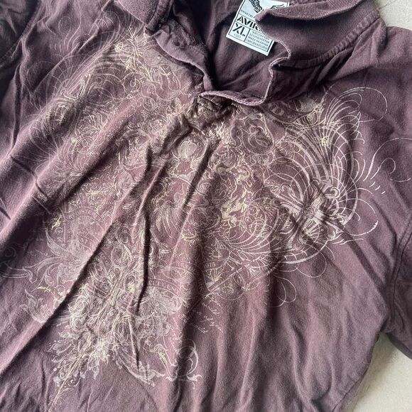 Avirex y2k Polo Mens size S/M (FITS LIKE) AOP long sleeve - Picture 4 of 4